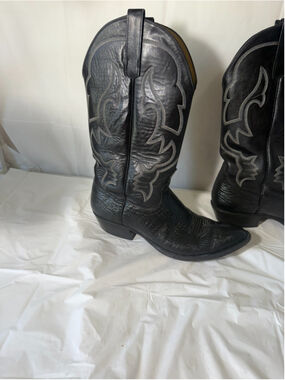 Anderson Bean Black shark leather Cowboy Boots size 9 USA